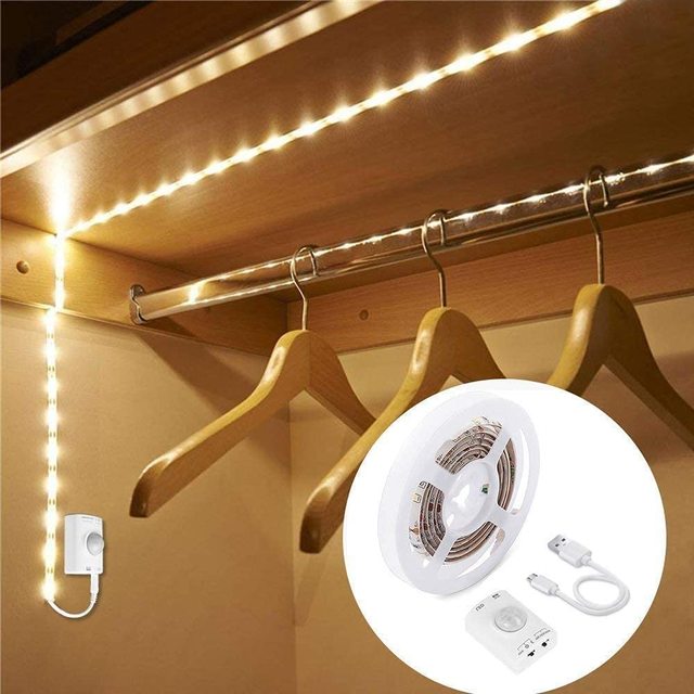 Rechargeable Under Cabinet Light Strip LED Strip Light with Motion Sensorfor Cabinet Kitchen Counter Shelf