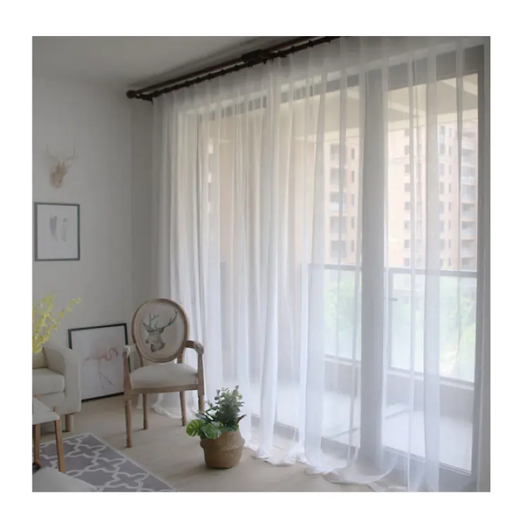 JBLSUM White Curtain Decoration Drapes Fabric for Yarn Sheer Curtain Embroidered Home Textile Brocade Fabric Knitted 100% Cotton