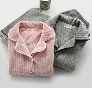 Custom Winter Embroidery Logo Wome <strong>Pyjamas</strong> Warm <strong>Fleece</strong> Flannel Fabric <strong>Super</strong> <strong>Soft</strong> Pajamas for Wome - Product Image 1