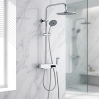Ensemble colonne de douche thermostatique à poignée unique en acier inoxydable chromé, design européen, avec pommeau de douche pluie TM-1005