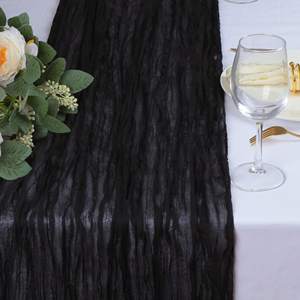 Custom Event Long Cheese Cloth Boho Gauze Table Runner Black <strong>Cheesecloth</strong> Table Runner - Product Image 4