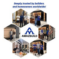 AMAZBUILD Armários de Cozinha de Vidro Modernos e Minimalistas Personalizados Ecológicos com Dobradiça Oculta Acabamento em Madeira Cinza Fosco Bicolor