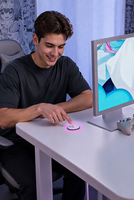 Ensemble table et chaise de jeu YOUTAI en métal blanc pur en forme de C avec pieds en MDF, bureau d'ordinateur polyvalent pour la maison, le bureau et les e-sports, élégant