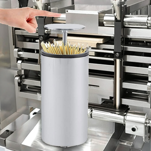 Distributeur automatique de cure-dents durable, en acier inoxydable poli miroir, boîte de rangement moderne à ouverture par clic - Product Image 2