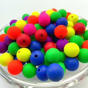 โรงงานขายส่งพลาสติกนีออนยางลูกปัดอะคริลิคผสมสีรอบลูกปัดสำหรับเครื่องประดับ Diy ทำสร้อยข้อมือ - Product Image 3