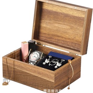 Wooden Flip Top Jewelry Box <b>Rectangular</b> Desktop Storage For Jewelry And Ornaments Custom Made Engraving Design - Product Image 1