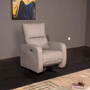 Silla <span class=keywords><strong>reclinable</strong></span> de cuero genuino para el hogar, sillón cómodo de <span class=keywords><strong>diseño</strong></span> moderno de lujo para ocio, sala de estar, con batería - Product Image 1