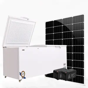 12V Solar DC Energy Saving Double Doors Solar Energy Deep chest Freezer Fruit and Vegetable Cold Storage Cabinet