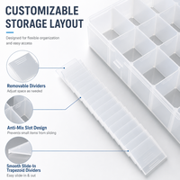 Boîte en plastique transparente réglable à 24 compartiments sans bisphénol A, équipée d'un double verrouillage à pression pour outils et vis