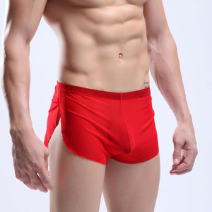 Shorts d'été OEM, vêtements de nuit, pantalons d'intérieur exclusifs européens et américains, boxers pour hommes, shorts de sport sexy en soie glacée, shorts à fentes latérales - Product Image 3