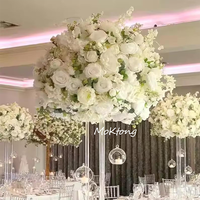 Décoration de mariage en soie artificielle Centres de table de mariage rose Boules de fleurs blanches