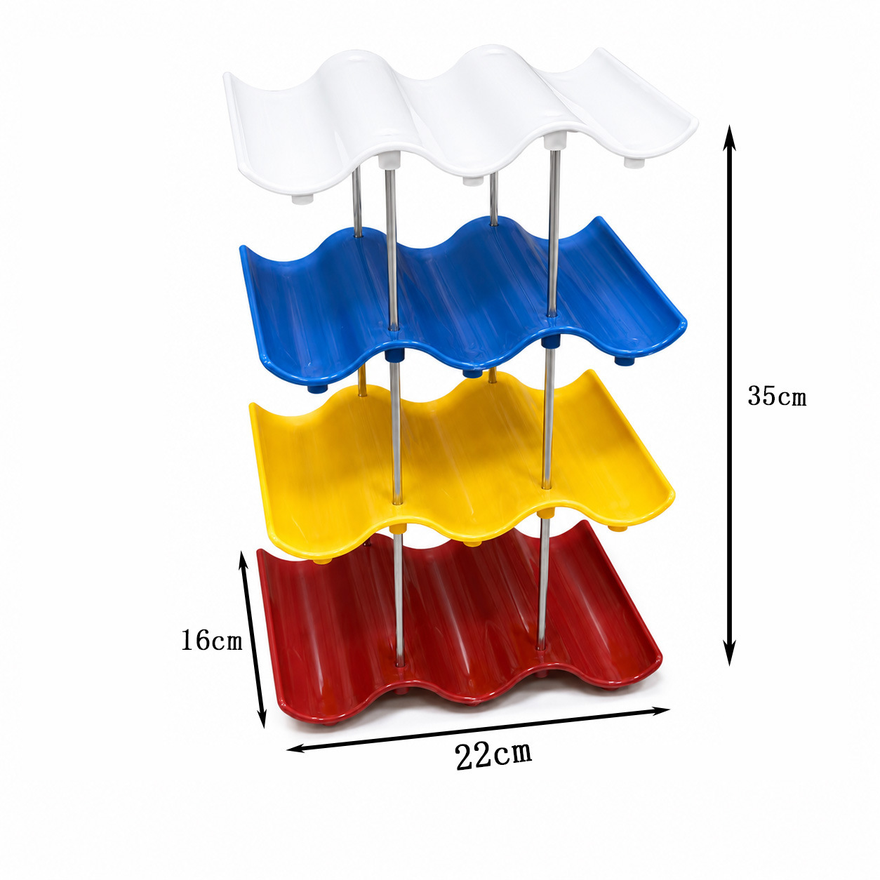White, yellow, red, blue [4 layers] 3 waves