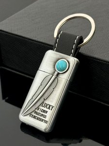 Porte-clés portable briquet nouvelle <span class=keywords><strong>flamme</strong></span> de roue rétro en relief de plumes pour cigarettes et cigares Style d'huile - Product Image 6
