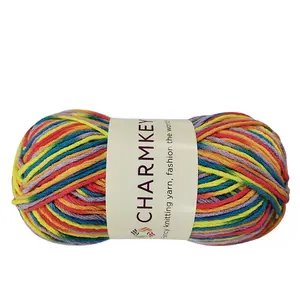 Charmkey – fil de coton 100% lait teint à la main, 4 plis, coloré, doux, haut de gamme, motif dauphin de l'himalaya, pour le tricot à la main