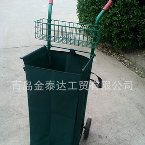 Chariot de ramassage de feuilles de jardin 1215x485x490mm 2 roues en acier maillé avec rangement d'outils amovible pour usage extérieur vert - Product Image 4