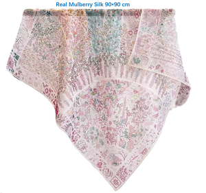 Sciarpa Quadrata in Seta Satinata <span class=keywords><strong>Vintage</strong></span> 130*130 CM, Stampa Digitale, Sciarpa da Matrimonio Personalizzabile, Turbante da Donna - Product Image 2