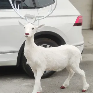真人大小驯鹿圣诞商品装饰圣诞用品Navidad Noel婚庆用品白色驯鹿