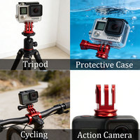 TENGDAFEI Adaptor Dudukan Tripod Mini Aluminium CNC Portabel dengan Sekrup 1/4 ''untuk Go Pro 5/4/3/2/SJ4000/SJ5000 Instalasi Cepat
