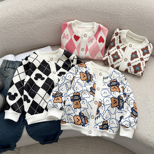Outono Inverno das crianças Novo Espessamento Versátil Em Torno Do Pescoço Cardigan Jacket Atacado - Product Image 1