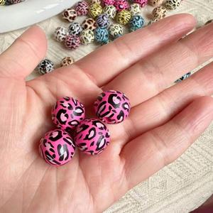 Nouveaux accessoires de bijoux DIY, perles imprimées léopard bicolores, perles en bois mélangées, pampilles en bois, perles en vrac, perles transfrontalières, entièrement métalliques - Product Image 2