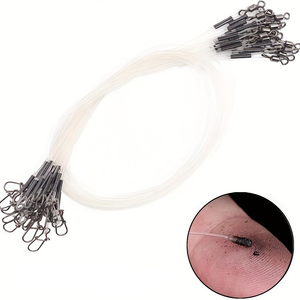 10 lignes de pêche en <span class=keywords><strong>fluorocarbone</strong></span> avec émerillon et mousqueton, résistance 7-18 kg (15,4-39,7 lb), pour montage de leurres en eau salée/eau douce - Product Image 1