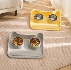 Stainless Steel Cat Puppy Water Bowls Non Spill Skid Resistant Silicone Mat Dog Food Bowls Feeder