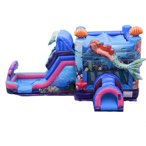 ปราสาทกระโดดมูนวอล์กเชิงพาณิชย์นางเงือกบ้านเด้งขนาดใหญ่คอมโบพร้อมสไลเดอร์น้ำ - Product Image 6