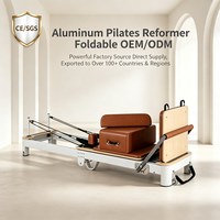 Máquina de Pilates Reformer de Aluminio Resistente, Plegable, con Resistencia Ajustable, Profesional para Yoga y Fitness