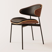 Chaise de salle à manger en métal, meubles de luxe en bois pour la maison, chaises de restaurant modernes en cuir nordique, ensemble pour table à manger