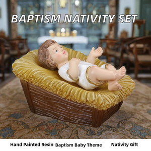 Set de Regalo Religioso para Bautizo, Escena de Natividad de Poliresina Pintada a Mano del Nacimiento del Niño Jesús, Artesanía Navideña - Product Image 2
