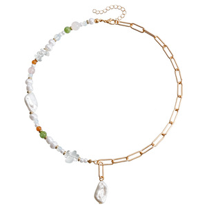 Conjunto de collar de cadena de empalme de perlas de imitación de moda al por mayor con cuentas coloridas ligeras de joyería transfronteriza europea y americana - Product Image 6