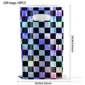 Checkerboard Laser <b>Rainbow</b> Gift <b>Bags</b> 24x16cm Plastic Birthday Party Supplies Candy Tote <b>Bags</b> - Product Image 1