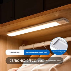 Ultra-Thin Rechargeable Wireless Wall Motion <b>LED</b> <b>Strip</b> Light Smart Magnetic Human Induction Sensor Lamp Bar for Wardrobe Cabinet - Product Image 1
