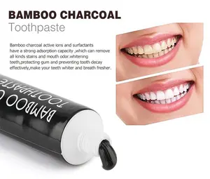 Pasta gigi pemutih arang bambu bersih dalam, pasta gigi pemutih membersihkan karang gigi perawatan gusi pemutih bebas fluorida