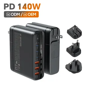 LDNIO a6140c chúng tôi/EU/UK phổ travel adapter với USB và Type-C PD nhanh chóng 140W gan sạc cho MacBook máy tính xách tay sạc điện thoại