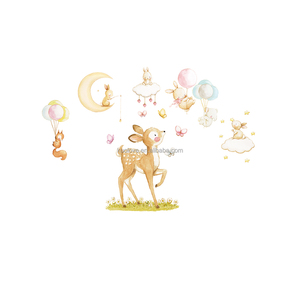 <span class=keywords><strong>Stickers</strong></span> Muraux Adorables et Amusants Personnages Cerf Lapin, Dessin Animé, pour Bébé <span class=keywords><strong>Chambre</strong></span> à Coucher Salon, Décoration Papier Peint Auto-Adhésif - Product Image 6