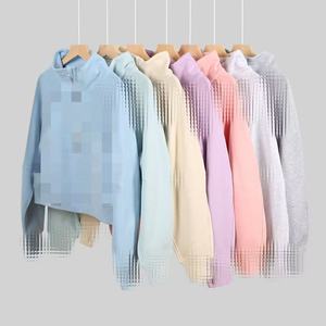 Áo khoác hoodie nữ dáng rộng, chất liệu cotton fleece dày dặn, tay dài, nửa khóa kéo, kiểu dáng thể thao đường phố của nhà thiết kế Lulu. - Product Image 1