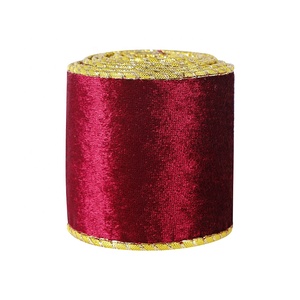 MSD <strong>Ribbon</strong> 6.3 cm Gold Wire Edge Velvet Vintage Christmas <strong>Ribbon</strong> Merry Christmas - Product Image 1