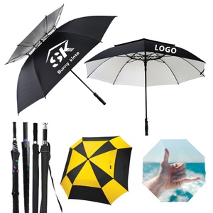 60 Inch Extra Large Golf <b>Umbrella</b> Double Layer Canopy Golf Silver Coating <b>Umbrella</b> Ventilation <b>Umbrella</b> Fiberglass Rib Auto Open - Product Image 2