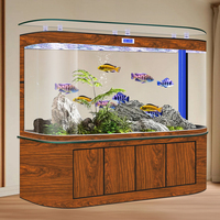 Aquarium pour poissons rouges à double cercle intégré avec verre thermofréssé et filtration par le fond
