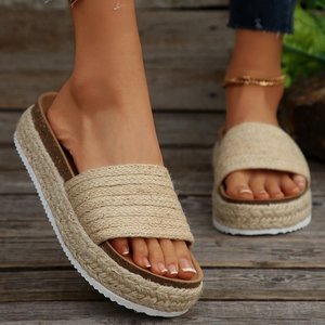 Spring Summer Collection Plus Size European American Style Platform Sole <b>Rope</b> Sandals for Women Slip-On PU New Thick - Product Image 4