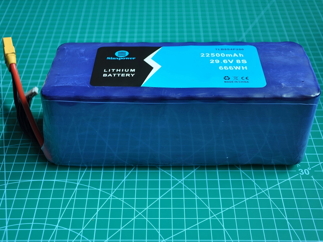 Sinxpower 8S5P Solid State Battery Pack INR21700 29.6V 22500mah P45B 10C Discharge Rate 800 Cycles for 13-17inch FPV