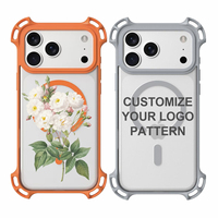 Anti-val, aanpasbare logo telefoonhoes voor iPhone 17 16 15 Pro Max, magnetische adsorptie & verborgen standaard, schokbestendige hoes