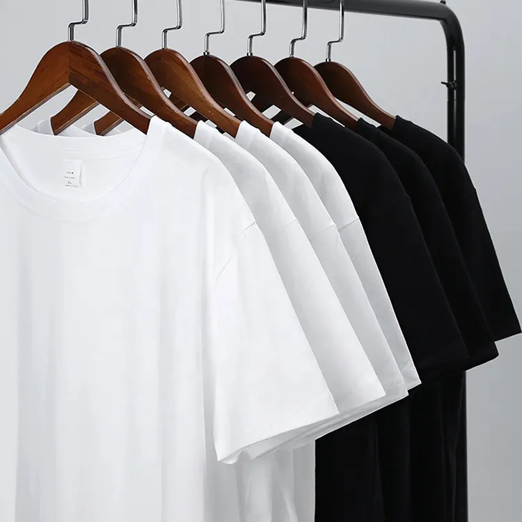 Camiseta masculina com impressão de design, logotipo, grande, de algodão, preta, bordada, atacado, camisetas masculinas personalizadas