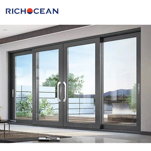 RICHOCEAN Porte coulissante en verre creux en alliage d'aluminium avec isolation contemporaine Porte coulissante manuelle pour <span class=keywords><strong>terrasse</strong></span> - Product Image 4