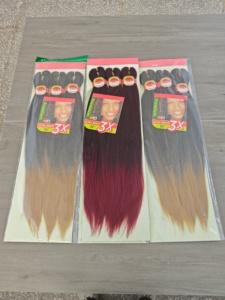 Cheveux à tresser pré-étirés en gros, trame simple, 3 paquets de 52 pouces, fibres capillaires synthétiques Afro Yaki en vrac, mèches pour perruques, ultra cheveux à tresser - Product Image 3