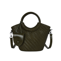 Sac à main élégant en tissu tressé avec poignée anneau, sac à bandoulière décontracté pour femme, idéal pour le bureau