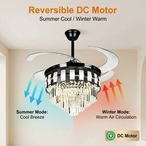 Hot Selling European Style Premium Luxury Crystal Invisible Ceiling Fan with LED Lights - Product Image 3