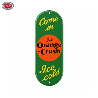 Plaque en porcelaine moderne effet vieilli, émail ovale vert, avec inscription 'Orange Crush Come In Ice Cold', pour décoration de cuisine, salle à manger, bar.