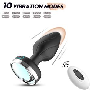 Uzaktan kumanda aydınlık Anal vibratör popo fiş flaş ışığı seks oyuncak Led Anal Plug el feneri seks oyuncak erkekler için - Product Image 4